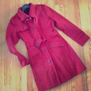 ❤️ Red Cole Haan Fleece Lined Trench Coat