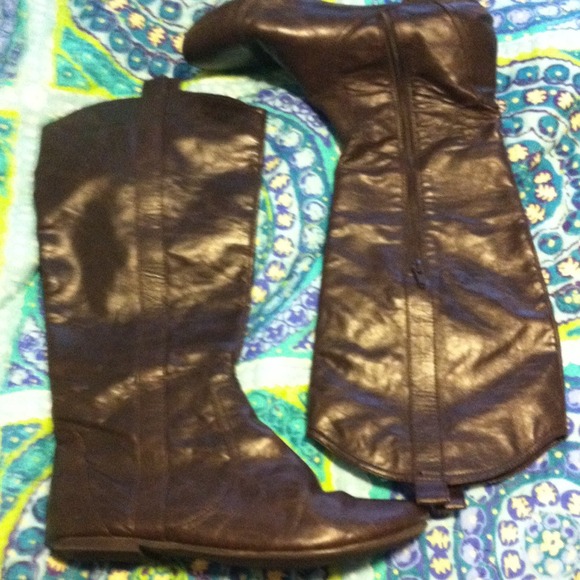 Dark brown leather boots