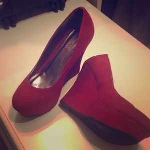 Red platform shoes