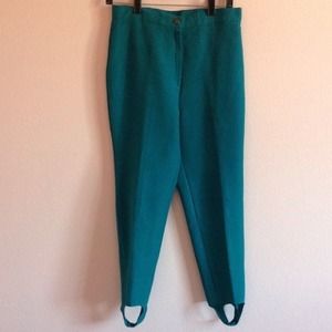 Sea green high waist pants.
