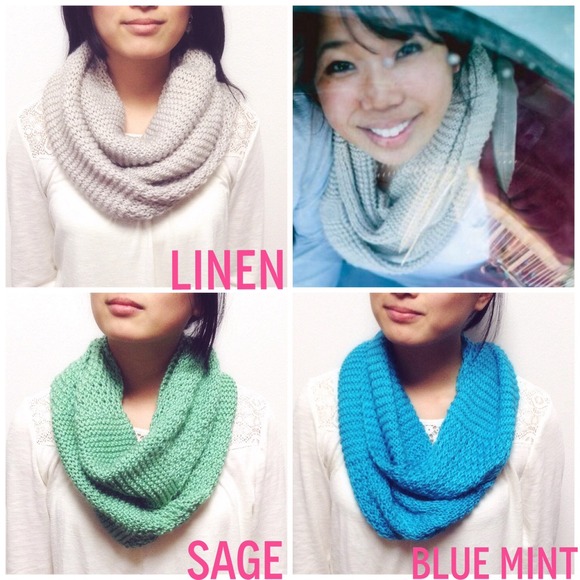 Hand knit Textured infinite/circle scarf - Picture 2 of 4