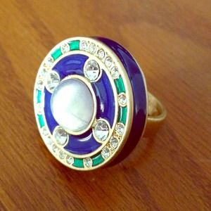 Cobalt and green bauble ring
