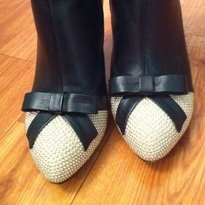 Genuine leather  black boots size 6