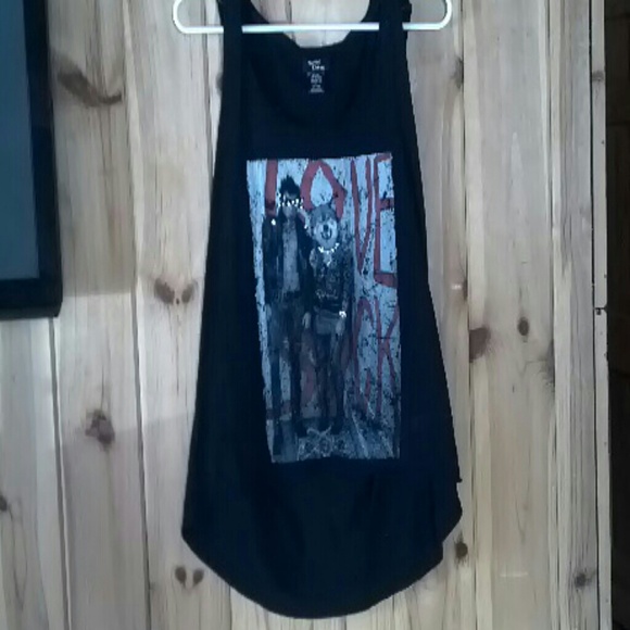 Black punk rock tank top. Shorter front than back. - Picture 1 of 4