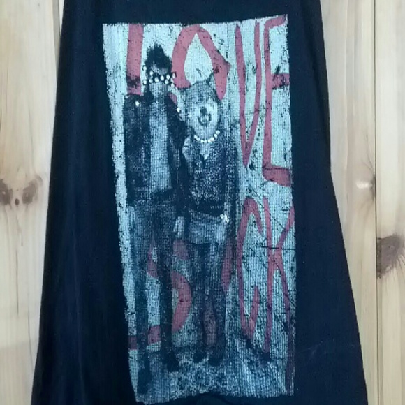 Black punk rock tank top. Shorter front than back. - Picture 2 of 4