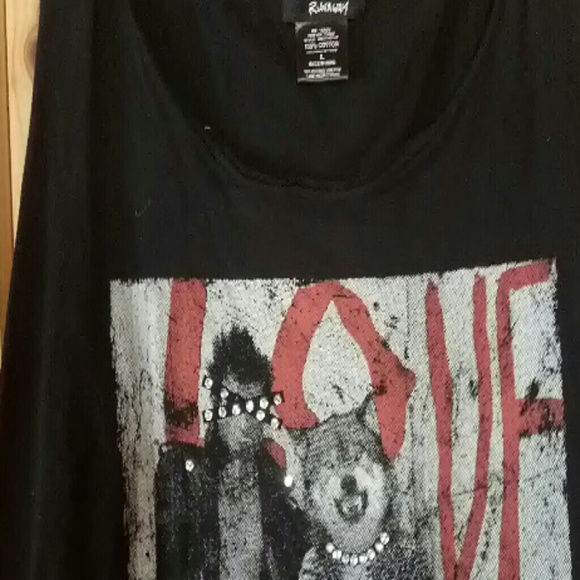 Black punk rock tank top. Shorter front than back. - Picture 3 of 4