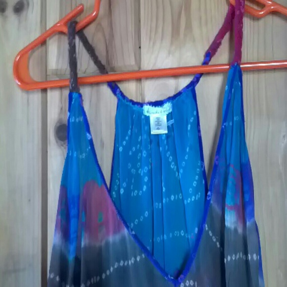 100% silk gypsy style tyedyed top - Picture 2 of 4