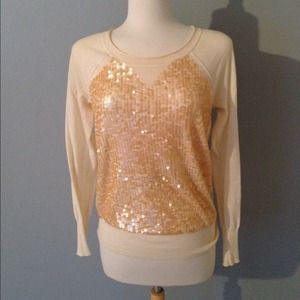 J.Crew sequin front champagne sweater