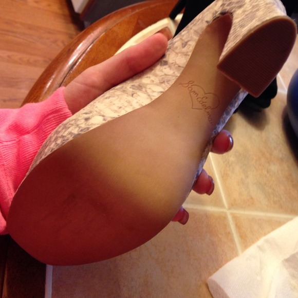 Sam Edelman Snakeskin Leather OpenToe Pumps ❤️💛 - Picture 3 of 3