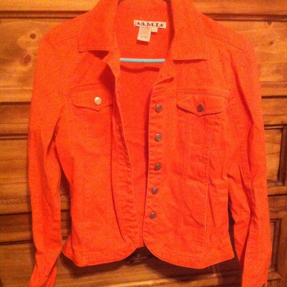 Adorable Orange Jean Jacket