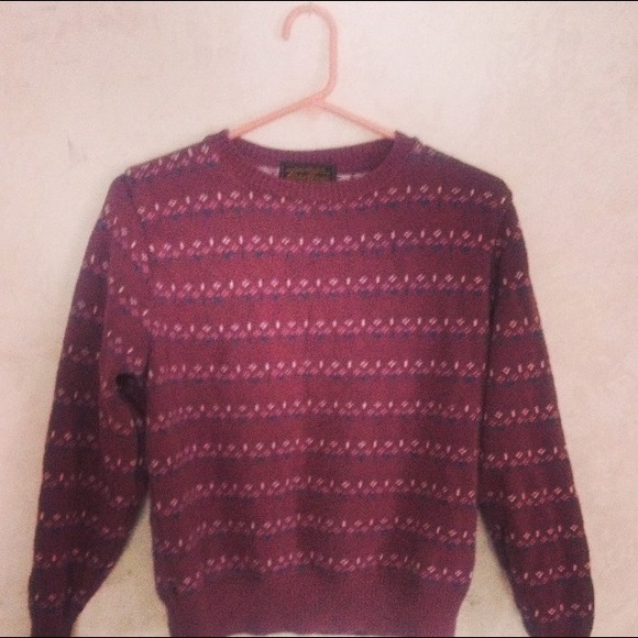 Vintage Eddie Bauer Flower Sweater Pink Purple