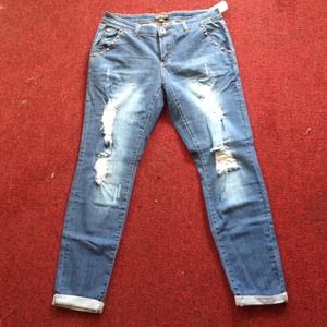 Forever 21+ studded distressed skinny jeans