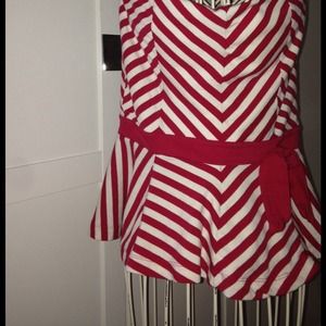 Red and white chevron peplum top! NWOT. Never worn