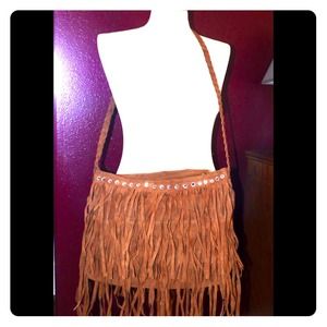 (Price Reduced) NWOT Faux Brwn Fringe suede crsbdy