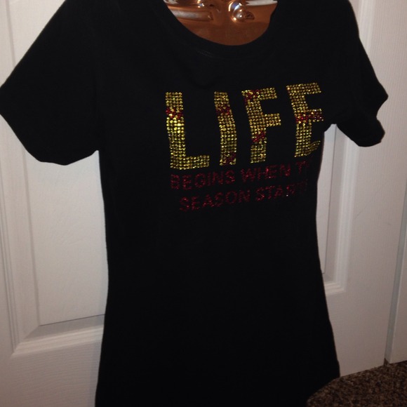 New "Life Begins when the Season Starts" Bling Tee