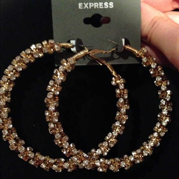 New never worn gold hoop express earrings