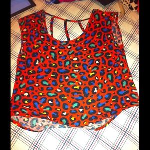 Multi colored cheetah shirt