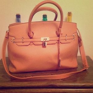 Birkin Style Beige/Orange Purse