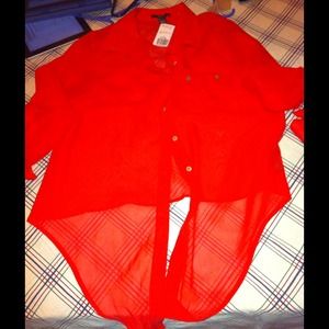 Sheer tie at the front shirt