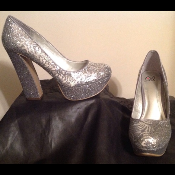 Silver Sequin Heels
