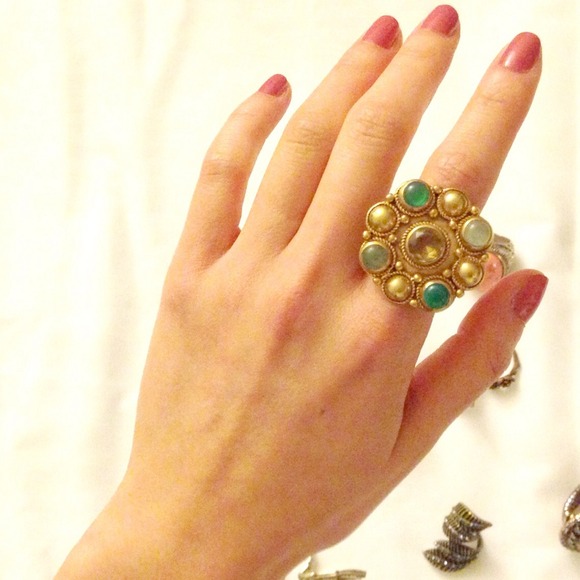 Banana Republic Jewelry - Gold green gemed ring Banana Republic Jewelry - Gold green gemed ring