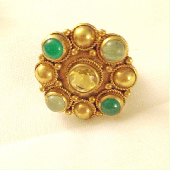 Banana Republic Jewelry - Gold green gemed ring Banana Republic Jewelry - Gold green gemed ring