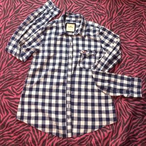 Blue and white hollister button down