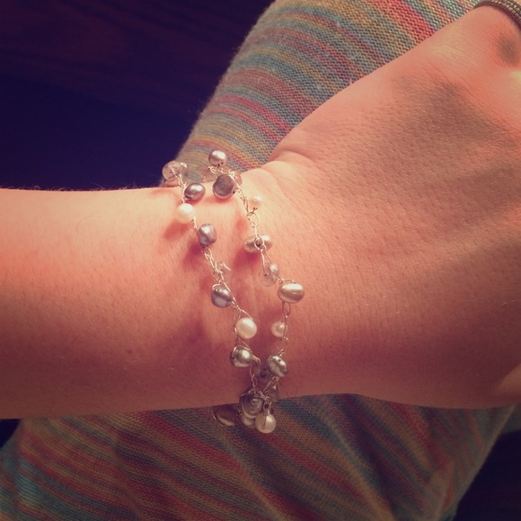 real pearl and sterling silver wrap bracelet !