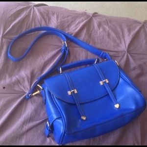 Royal blue structured cross-body bag