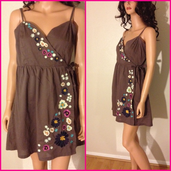 Anthropologie Dresses & Skirts - SOLD! ANTHROPOLOGIE ELOISE Brown Wrap Dress