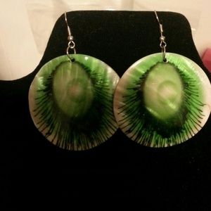 Gorgeous Green Peacock Shell Earrings