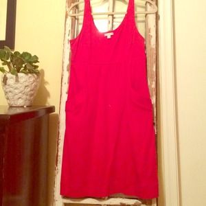 Red cotton dress with pockets