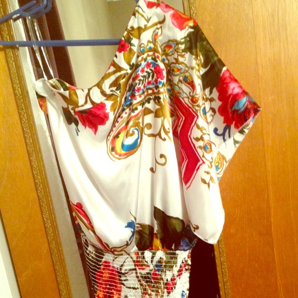 one shoulder silk blouse