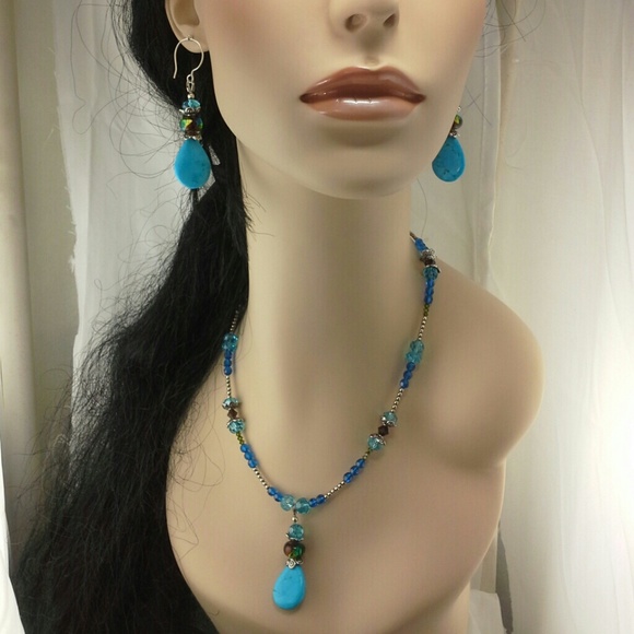 ★STERLING SILVER!★Genuine Turquoise Drop Earrings - Picture 3 of 3