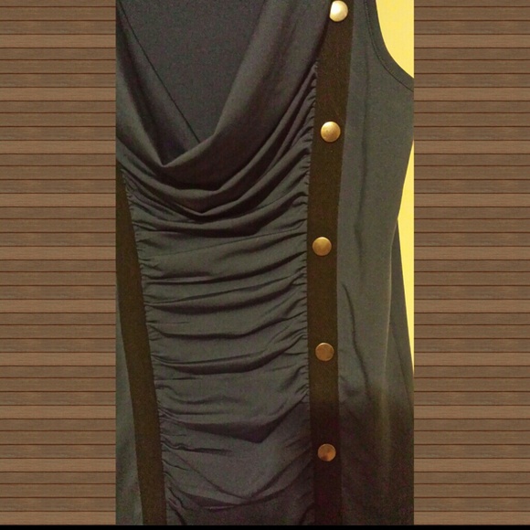 Blue, drop neck, cinched bodycon - Picture 2 of 3