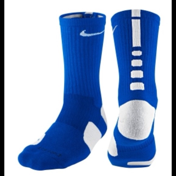 Blue nike elite socks crew length