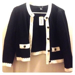 Brand new black and white crop cardigan.