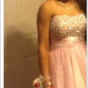 Long pink princess prom dress