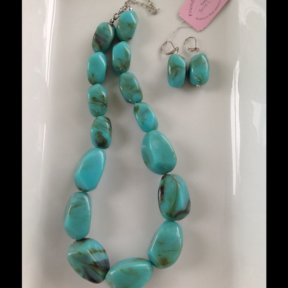 Necklace & Earrings set - turquoise look
