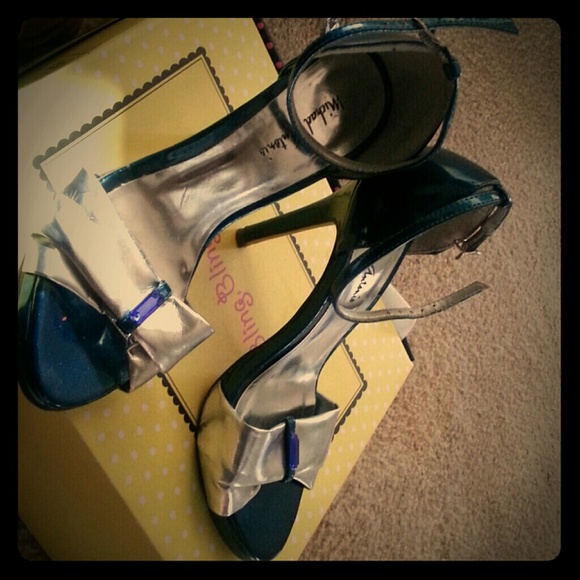 Teal and silver sandal