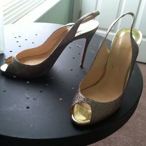 Gold Glitter Sexy sling Christian Louboutins