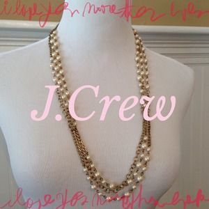 ❌Sold❌JCREW pearl & gold brass long necklace