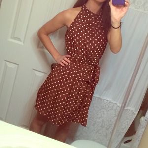 "Pretty Woman" brown polka dot dress