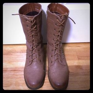 Brown combat boots