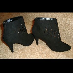 Black Silver Studded Booties