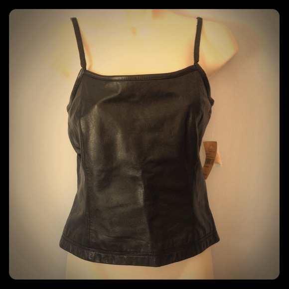Black Leather Tank Top