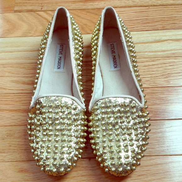 Steve Madden Gold Studded Flats