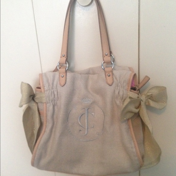 burlap & gold juicy couture hand purse