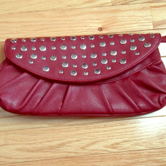 Red Clutch w/ silver stud accent