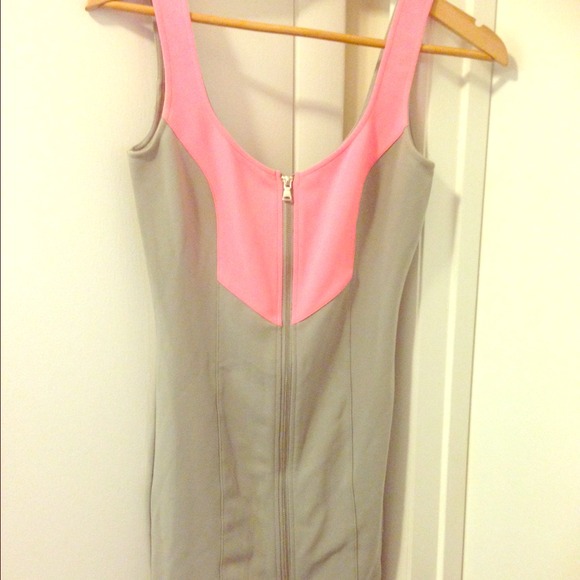 Pink and gray mini dress